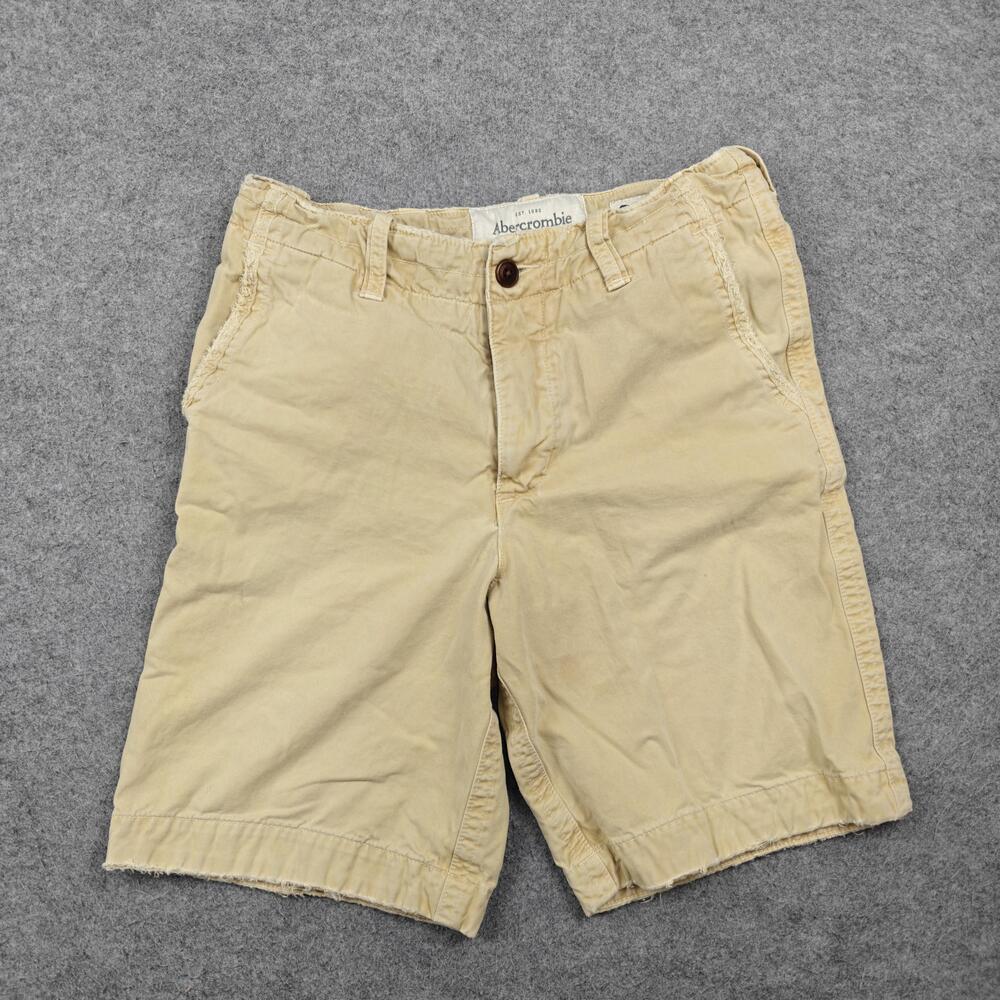 Abercrombie & Fitch Shorts Mens 30 Beige Yellow Chino Flat Front Casual Buttons